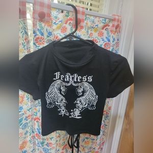 Fearless black crop top with tie in the back
